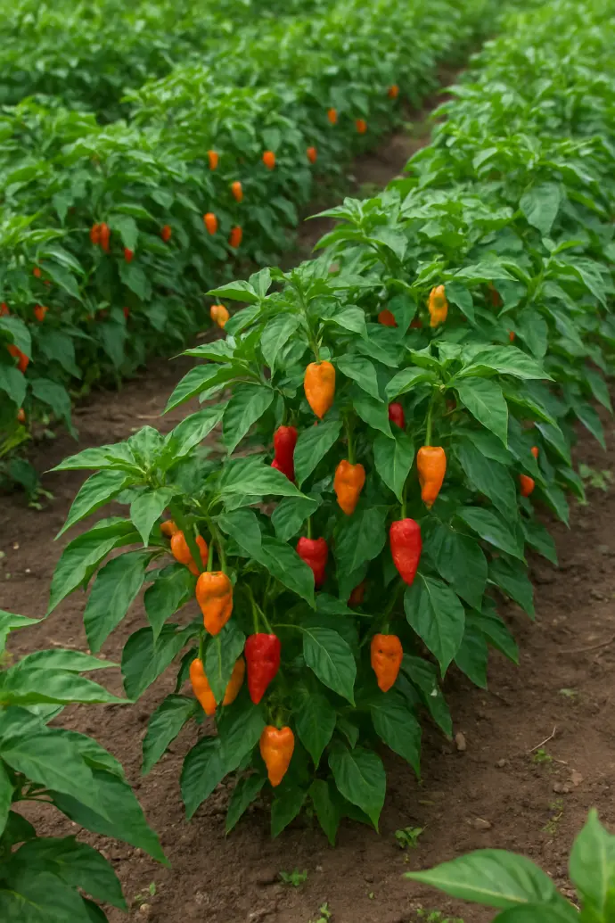Plants de piments en croissance